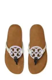 NEW! $198 Tory Burch Miller Cloud Sandal Lavender/Black/Ivory Size 8.5