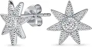 [Bling Jewelry] Heavenly Shining North Star Burst Pendant Necklace Or Stud Earrings- Celestial Pave CZ Jewelry for Women & Teens in .925 Sterling Silver