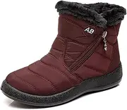 HAJINK Women's Boots Warm Outdoor Waterproof Womens Winter Shoes Snow Fur Lined Zip Ladies Ankle Booties Size 3-9