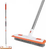 Scrub Cleaning Brush with Long Handle, 2 in 1 Adjustable Retractable Floor Scrub Brush Suitable for Cleaning Bathrooms Bathtubs Kitchen Tiles Living Rooms Swimming Pools Corridors Deck