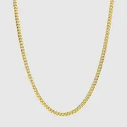 Men's 4mm Cuban Chain Necklace - 18k Gold Plated Jewelry, Hip Hop Style, Durable & Stylish