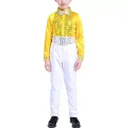 Kid Boys Sequins Performance Outfit Shiny Shirt Pants Dance Skating Jazz Costume