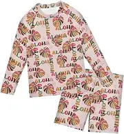 [ZZXXB] Aloha Colorful Palm Leaf Boys Swimsuit Rash Guard Toddler Kids Long Sleeve Swim Shirt and Trunks