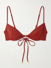 [Kiki de Montparnasse] Kiki de Montparnasse - Demi Embellished Underwired Bikini Top - Brick - large large Red