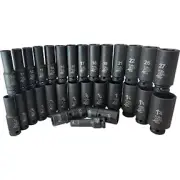 30-Pc. 1/2" Drive 6 Point SAE and Metric Deep Socket Set 4930 ATD 4930