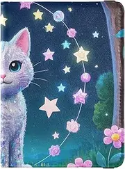 [Amooorous] Cartoon Cute Fake Sequin Cat Leather decorative cute passport holder Wallet Combo Passport Wallet Ultra Slim, Cartoon cute fake sequin cat, 1 size