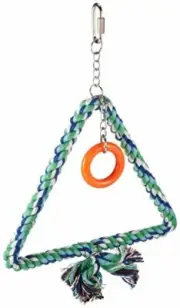 Featherland Paradise Hanging Bird Triangle Swing, Cotton Rope Wrapped - Medium