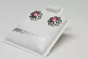 PINK ENAMEL FLOWER SHAPE GENUINE 925 STERLING SILVER STUD EARRINGS Girl Children