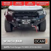 OCAM H-Bar, Replacement Winch Bar for Ford Ranger PX MKIII 2018-06/2022 Hoopless