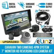 7" Monitor Caravan 2 Camera 4PIN System 12V/24V Reversing CCD Reverse Camera Kit