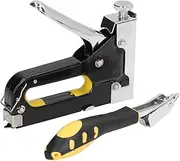 Staple Gun, 3 in 1 Heavy Duty Staple Gun Kit 1000Nails Capacity Cordless Manual Brad Nailer with Staple Remover, U Shaped, Door Shaped, T Shaped Nails for Upholstery Carpentry Furniture DIY