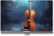 [LKHDS] Slim Aluminum Alloy Business Card Holder Violin Poster Pocket Business Card Case Portable Business Card Wallet Business Card Holders Handheld Card Box for Women Men, style, One size, Style, One