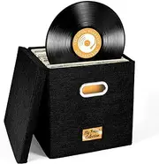 Vinyl Record Storage Box,Vinyl Record Storage Box With Lid, Holds More Than 50 12-inch Albums,Record Crate,LP Album Organizer, 12 Inch