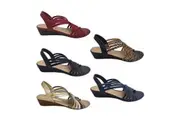 Bellissimo Angela Ladies Sandals Slingback Crossover Elastic Straps Soft Insole