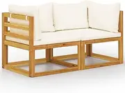 Garden Bench 2-Seater Garden Bench with Cream White Cushions