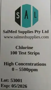 SalMed 100PCS Chlorine Dip Test Strips Tester Paper 0 - 5500ppm