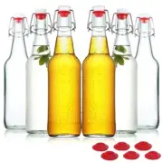 Clear Glass Beer Bottles for Home Brewing with Easy Wire Swing Cap & Airtight