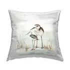 Sandpiper Beach Birds Outdoor Printed Pillow, 18 x 18, Grey