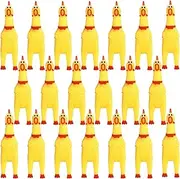 Zddaoole 20 Pcs Rubber Chicken,Screaming Chicken,Squeeze Chicken,Yellow Rubber Squaking Dog Toys,Prank Novelty Noise Toy