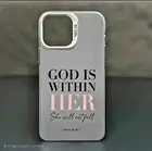 Silver iPhone 16 Plus Case – Pink Psalm Quote, Shockproof Christian