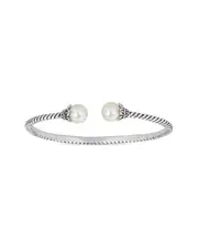 BELPEARL Silver 9mm Cultured Bangle Bracelet