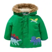 NWT Mini Boden Coat Removable Vest Highland Green Dinos Jacket Green 3-6 months