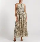 DISSH Dress New Black Palm Natural Linen Halter Maxi Pockets Size AU 8 | US 4