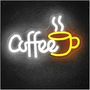 Sign Lamp Coffee Neon Sign LED Light Dimmable for Coffee Shop Cafe Shop Wall Hanging Decor USB Powered Illuminated Lamp 28cmx17cm