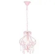 Ceiling Lamp With Beads Pink Round E14 Lamps