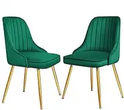 ALFORDSON Velvet Dining Chairs Set of 2, Kitchen Chair with Metal Legs & Adjustable Floor Protector, Reading Seating for Home Cafe Coffee Table, Max 150kg, Green