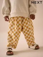 Yellow Checkerboard Textured Barrel Leg Trousers (3mths-7yrs) (E51654) | $15 - $20