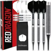 Pegasus Soft TIP Darts Set - 18g or 20g - Black Red Dragon Stems and Black...