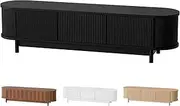 ALFORDSON TV Cabinet Stand Black, Handle-Free Modern Furniture Entertainment Unit Stand with 2 Ample Storage Side Cabinets and 2 Middle Shelves for Living Room,160 x 40 x 45cm in Black