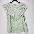 Ana Peasant Blouse Adult XS Sage Green Tina Floral Ruffle Trim Womens