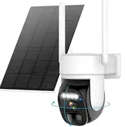 Hawkray Solar Security Cameras Wireless Outdoor ，2K 360° View Pan Tilt Low Power Consumption WiFi Security Cameras with AI Motion Detection, Two-Way Audio,Color Night Vision