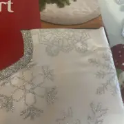 Silver white snowflake 48” Christmas tree skirt ornament decor Wreath Swag