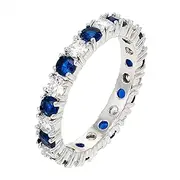 [Malynn] Alernating Two Tone Cubic Zirconia Hypoallergenic Stackable Ring CZ Eternity Band for Women September Birthstone Color (7.5)