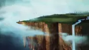 Landscape monstercat cliff waterfall art cityscape Custom Gaming Mat Desk