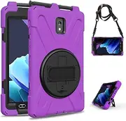 Case for Samsung Galaxy Tab Active 3 8" T570 T575 T577, Heavy Duty Shockproof Rugged 3 Layer Kids Durable Case with 360 Swivel Kickstand, Shoulder Strap & Hand Strap