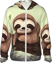 [LHBWCVN] UPF 50+ Light Jacket Full Zip Sun Protection Hoodie for Women Men Long Sleeve Cute Sloth Sun Shirts