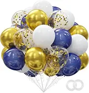 62pcs Gold Navy Blue Balloons Kit - 12 Inches Gold Blue Party Decoration Balloons for Graduation Baby Shower Birthday Party Decorations Favors