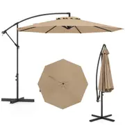 Costway 3M Patio Umbrella Anti-UV Outdoor Parasol Cantilever Sun Shelter Garden Patio Beach Umbrellas Brown