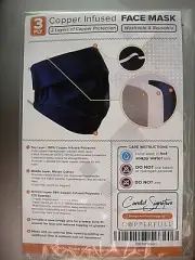 COPPERFULL NAVY BLUE FACE MASKS - TWO LAYERS OF COPPER - 3 PLY - BRAND NEW