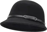 [Utaly] Women-Cloche-Hats 1920s Vintage-Bowler-Hat Winter Wool Felt Bucket Fedora Hats