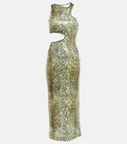 [Stella McCartney] Stella McCartney Sequined cutout midi dress AU 6 multicoloured