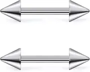 [Gnznzko] 14G 16G Astm F136 Titanium Nipple Piercing Jewelry Straight Barbell Spik G23 Implant Grade Solid Titanium Nipple Bars Piercing Rings Jewelry for Women Men 12mm 14mm 16mm