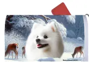 Japanese Spitz Winter Wonderland Mail Box Cover