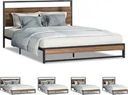 ALFORDSON Metal Bed Frame with Headboard Double Size, Minimalist Bed Base Platform with Reinforced Steel Frame, Industrial Style Mattress Foundation with Rust-Resistant Finish, Max 320kg