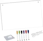NUOBESTY 1 Set Clear Dry Erase Memo Board Frameless Whiteboard for Office Home School Scratch Resistant High Clarity Writing Surface with Markers Hooks Included
