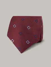 Hawes & Curtis Red & Blue Geometric Tie - 100% Silk Red/Blue